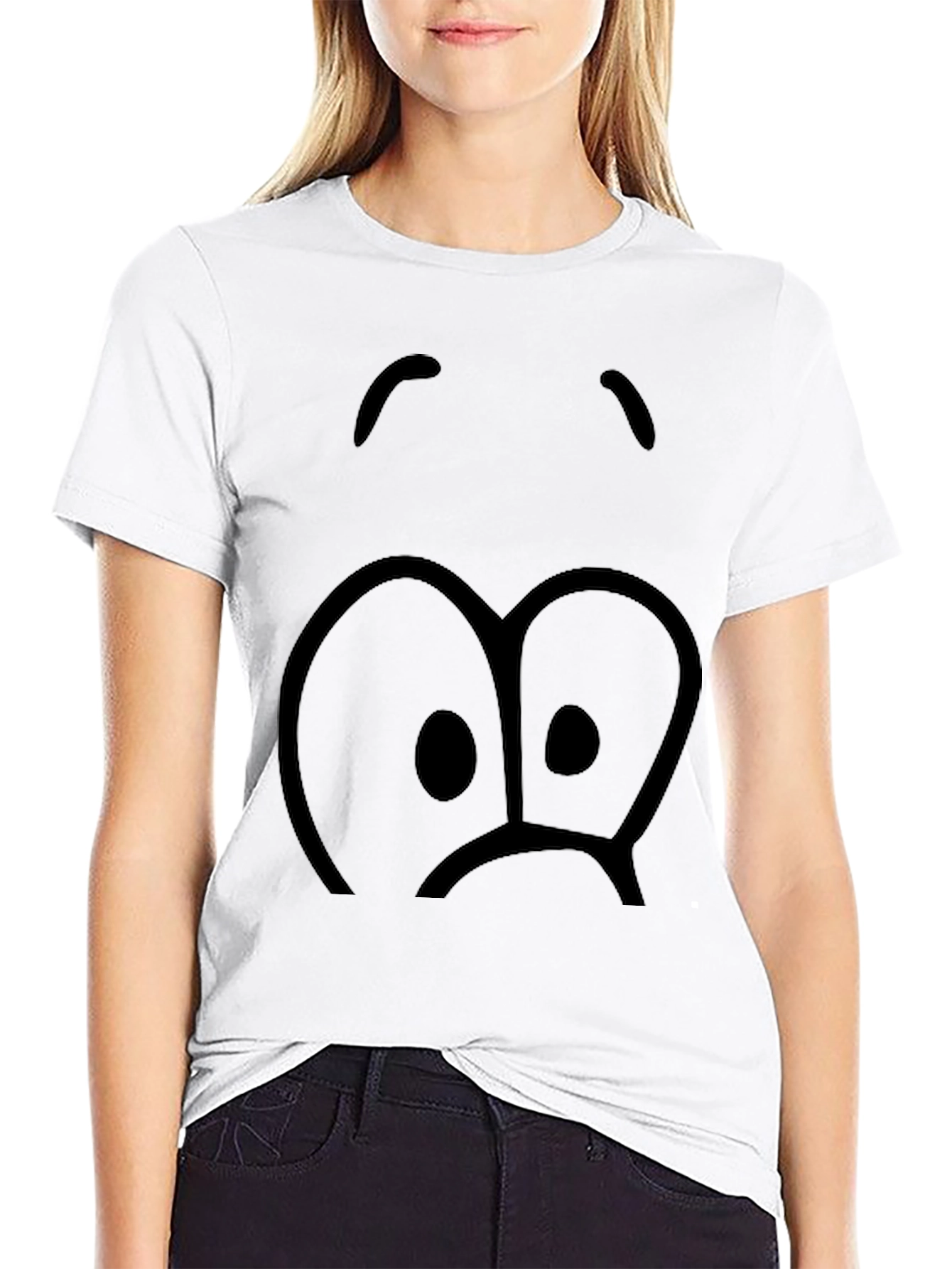 Sad Face Graphic Black T-Shirt