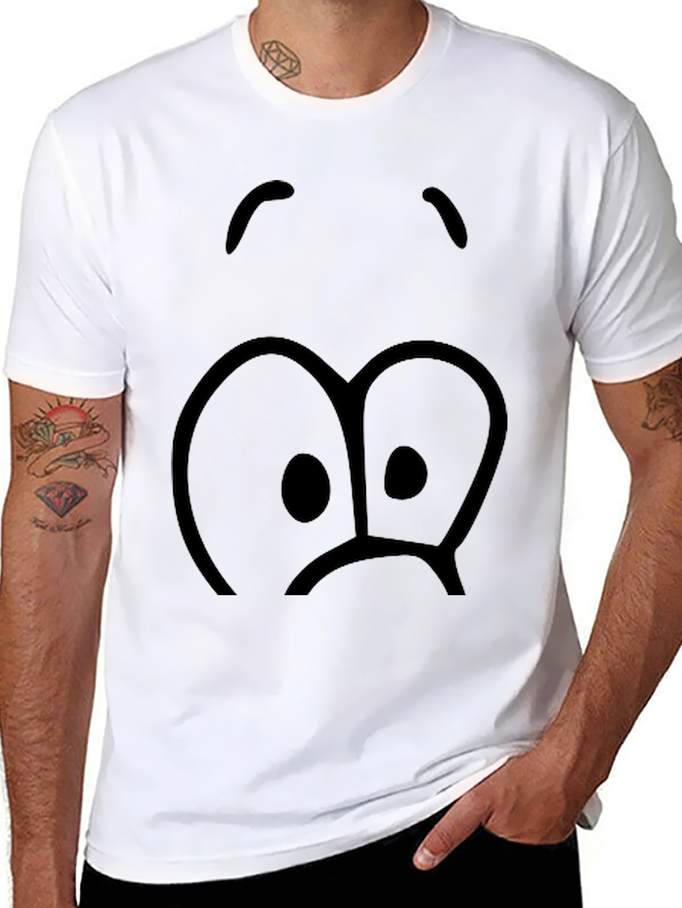 Sad Face Graphic Black T-Shirt