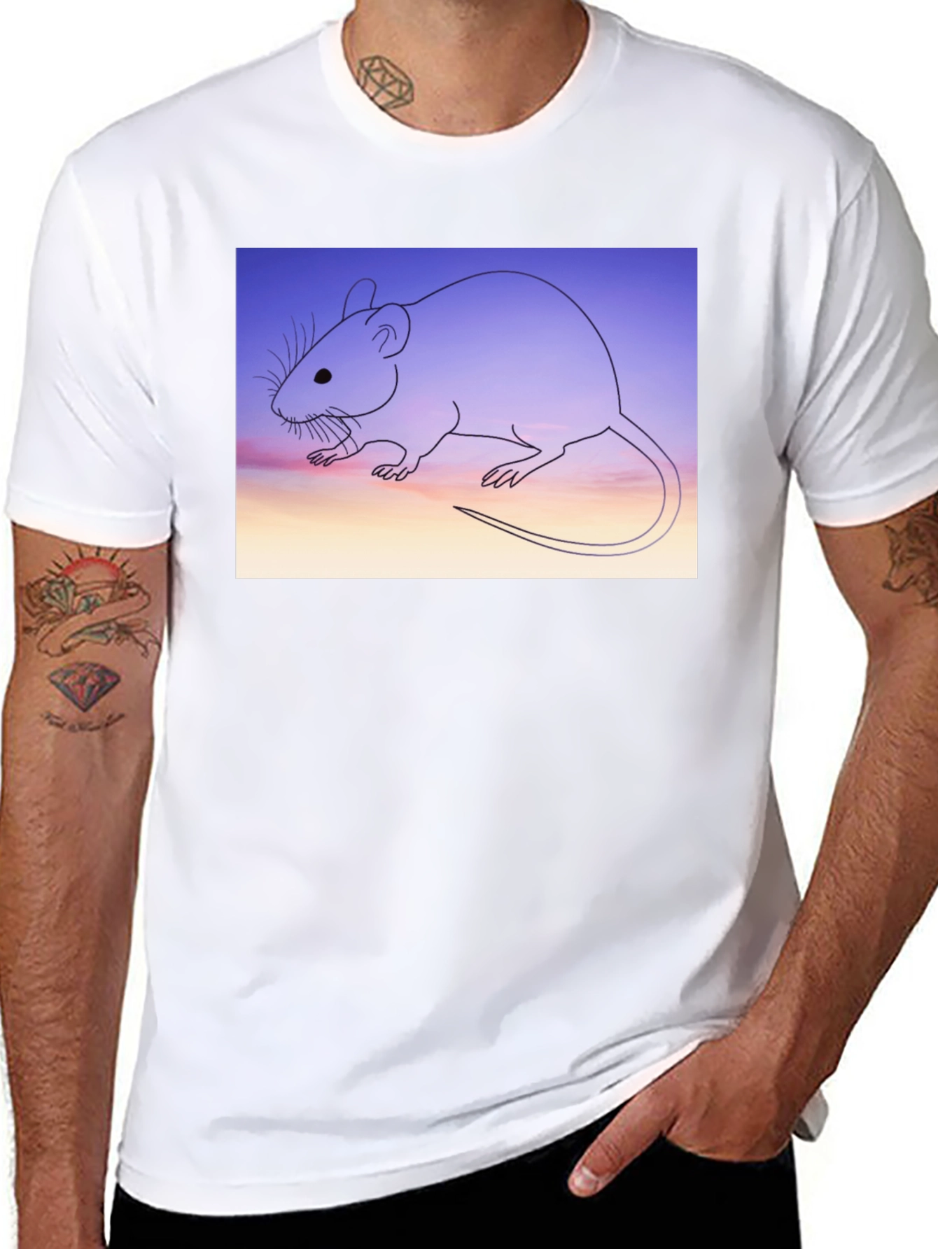 Rat Graphic Tee - Sunset Mouse Shirt