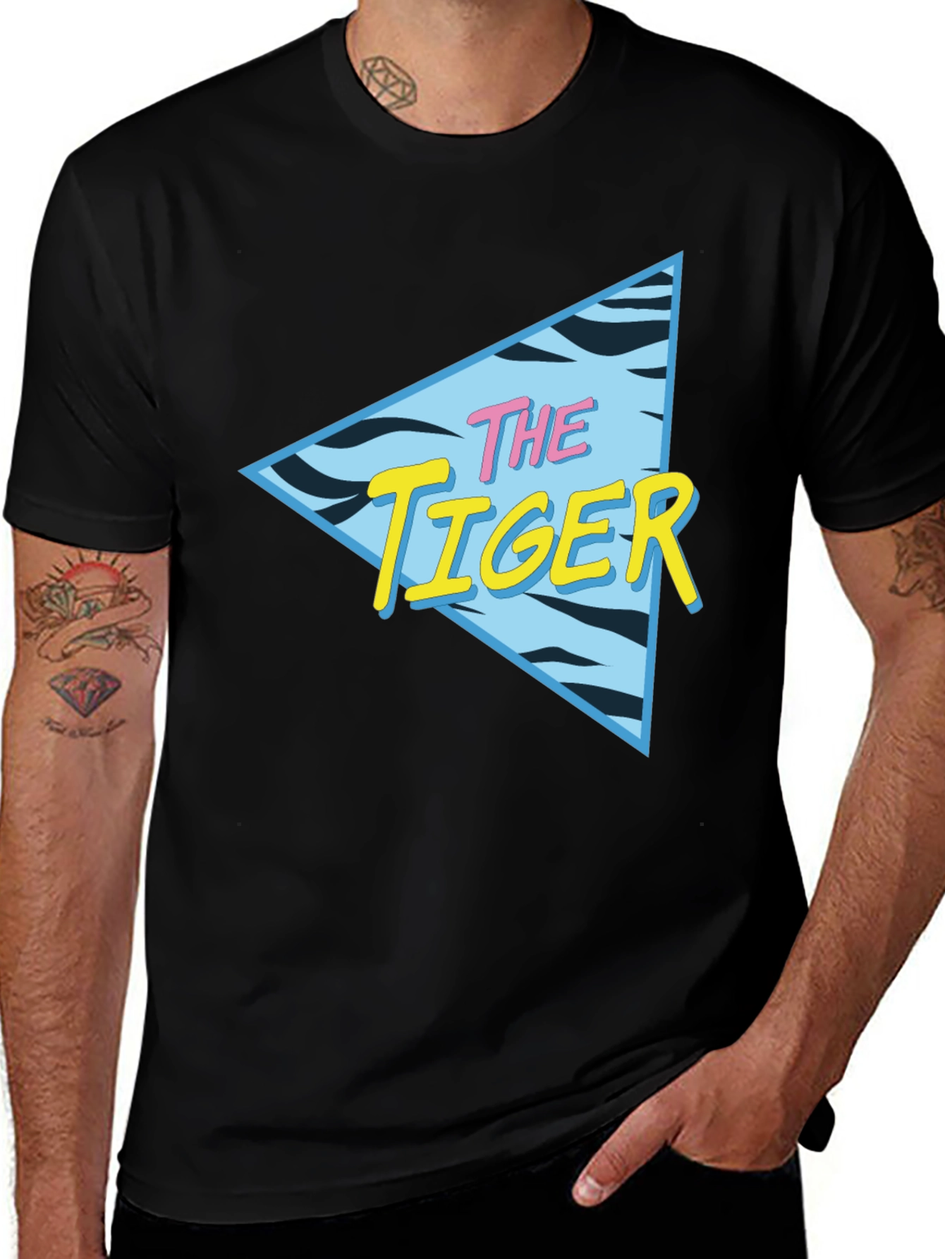 Retro The Tiger Graphic Black T-Shirt