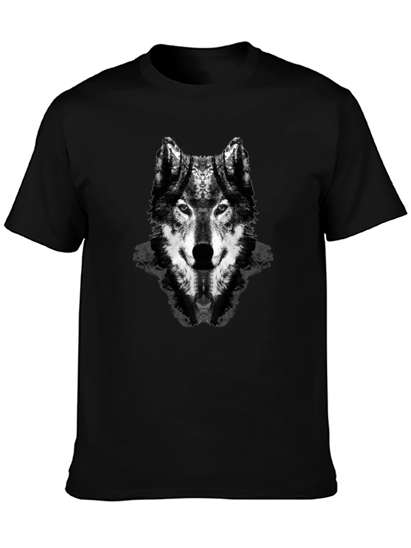Wolf Graphic Print Black Crew Neck T-Shirt
