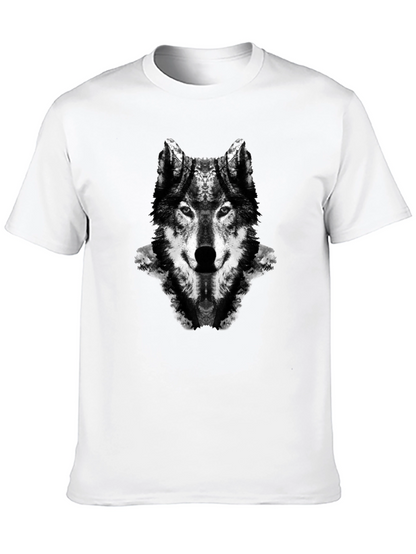 Wolf Graphic Print Black Crew Neck T-Shirt