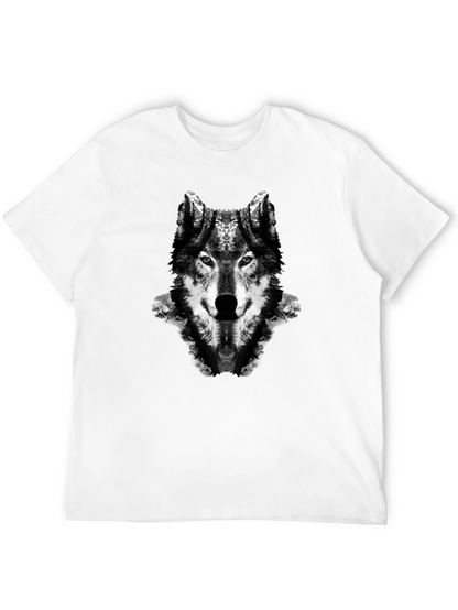 Wolf Graphic Print Black Crew Neck T-Shirt