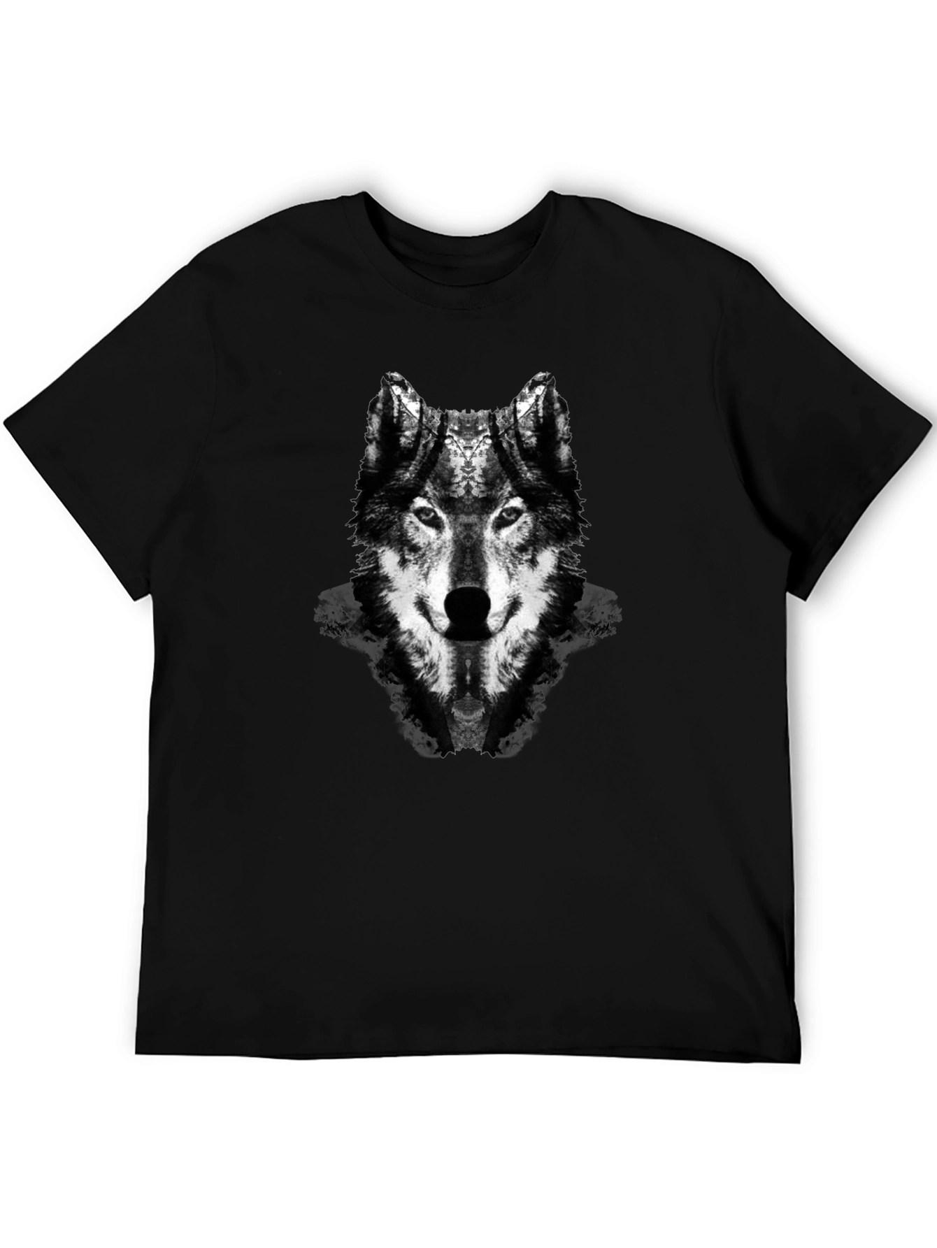 Wolf Graphic Print Black Crew Neck T-Shirt