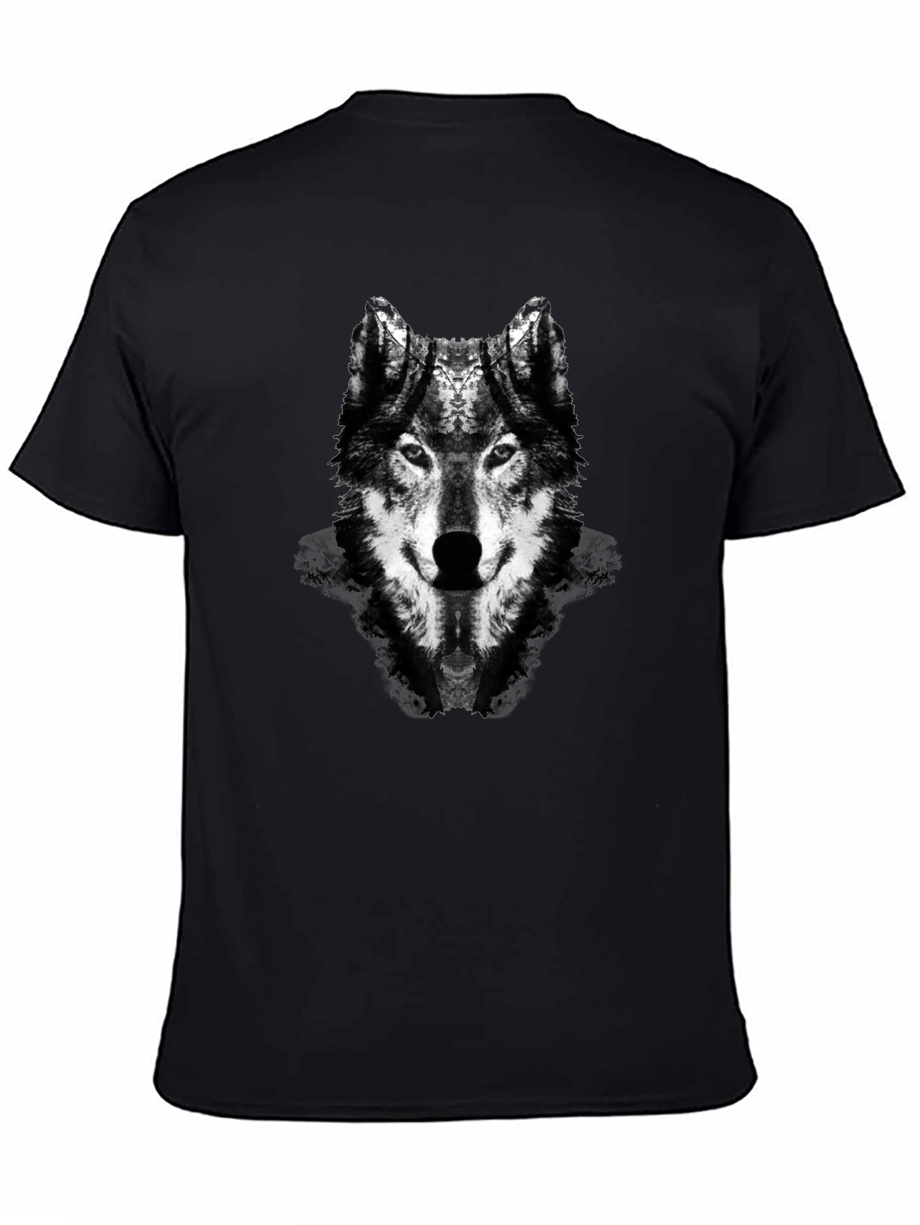 Wolf Graphic Print Black Crew Neck T-Shirt