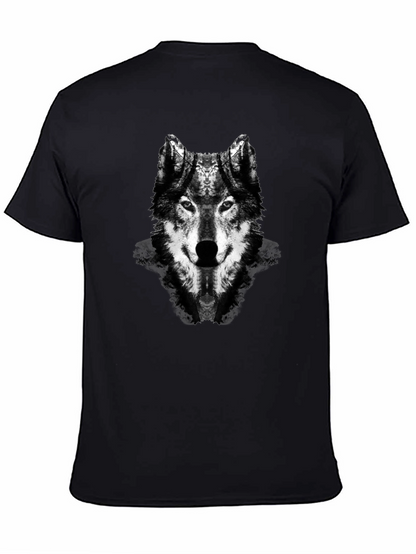 Wolf Graphic Print Black Crew Neck T-Shirt