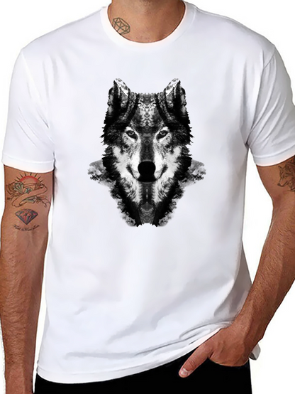 Wolf Graphic Print Black Crew Neck T-Shirt