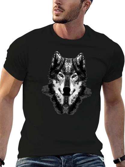Wolf Graphic Print Black Crew Neck T-Shirt