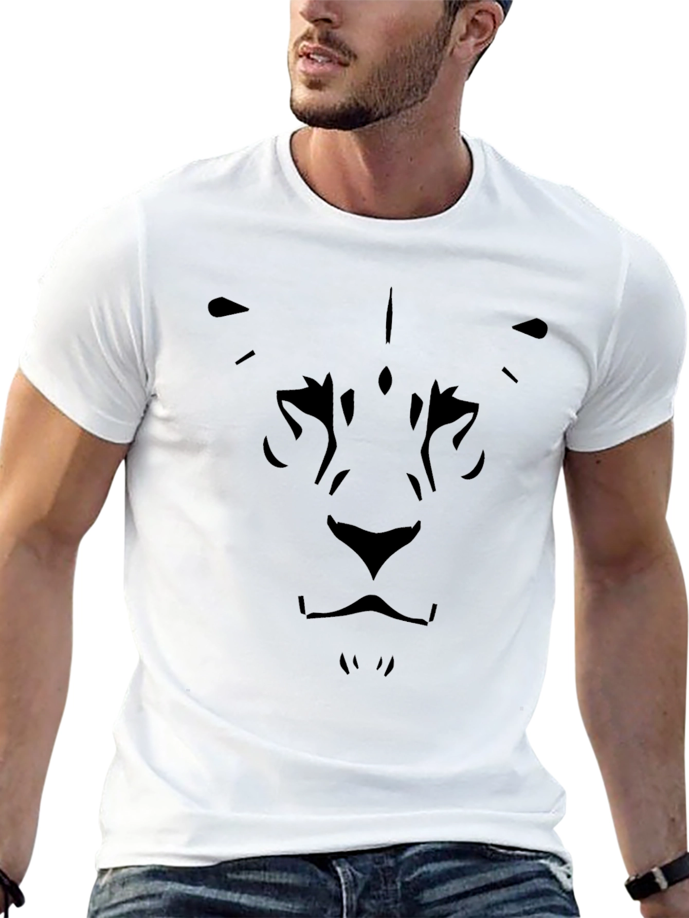 Lion Face Graphic Black T-Shirt
