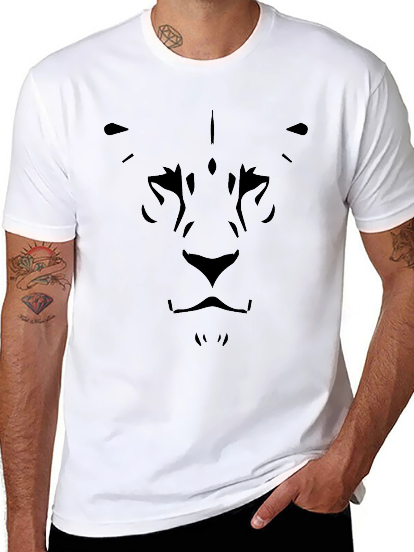 Lion Face Graphic Black T-Shirt