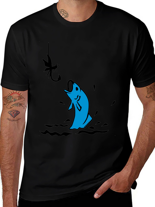Fishing T-Shirt - Black with Fish Design