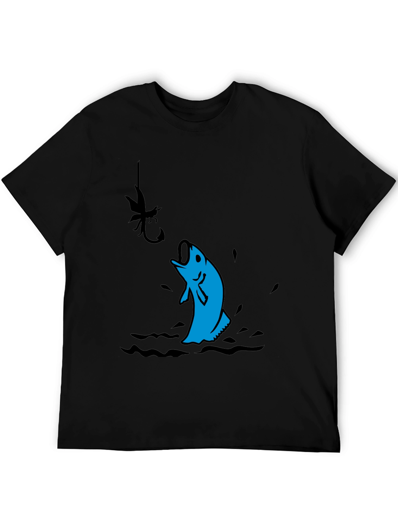 Fishing T-Shirt - Black with Fish Design