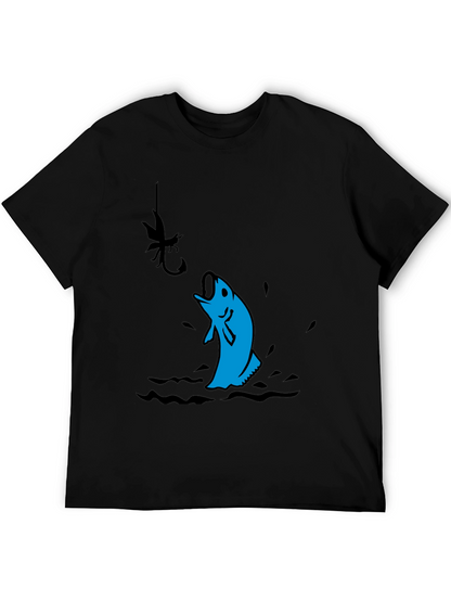 Fishing T-Shirt - Black with Fish Design