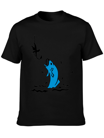 Fishing T-Shirt - Black with Fish Design
