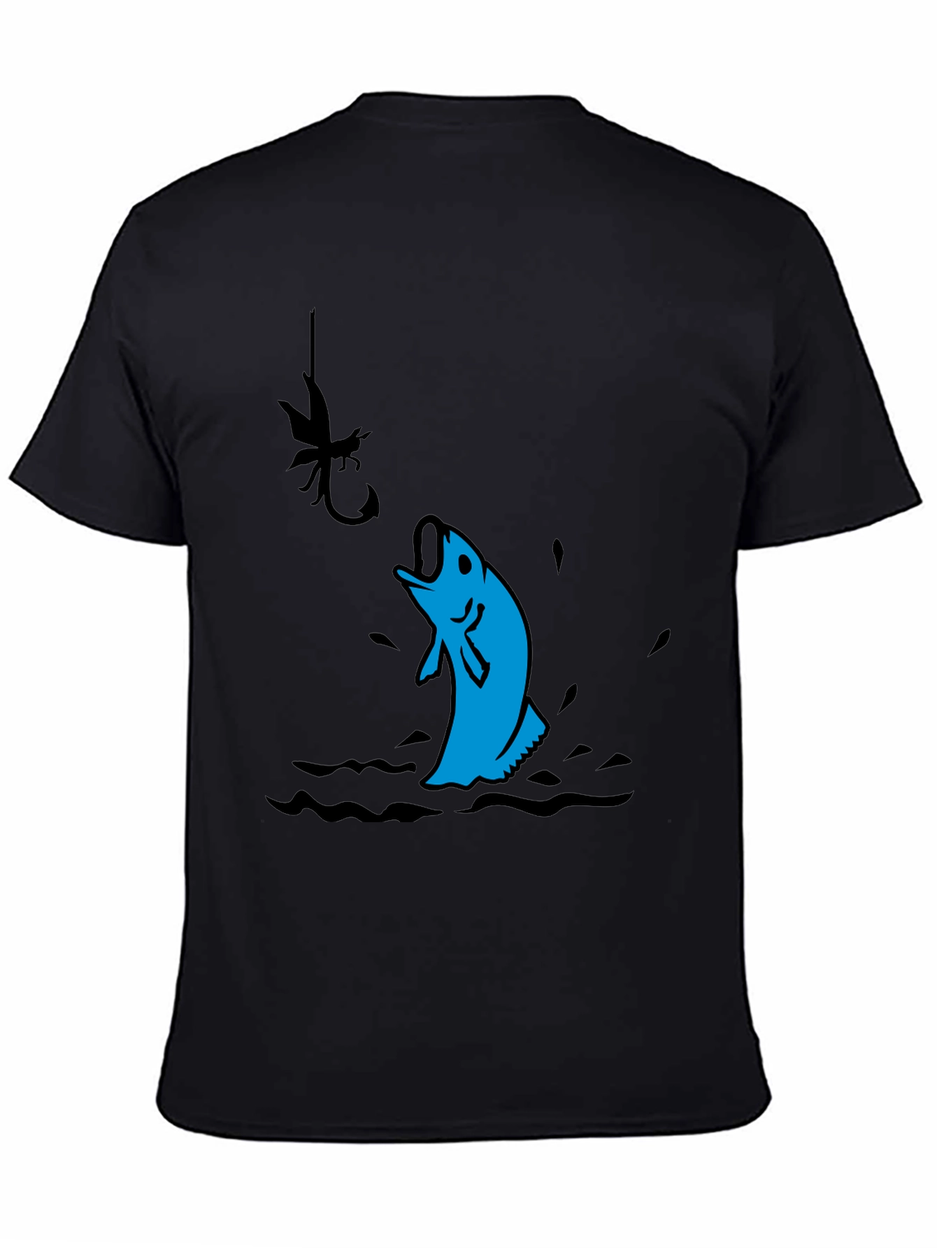 Fishing T-Shirt - Black with Fish Design