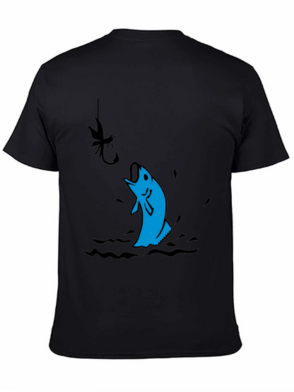 Fishing T-Shirt - Black with Fish Design