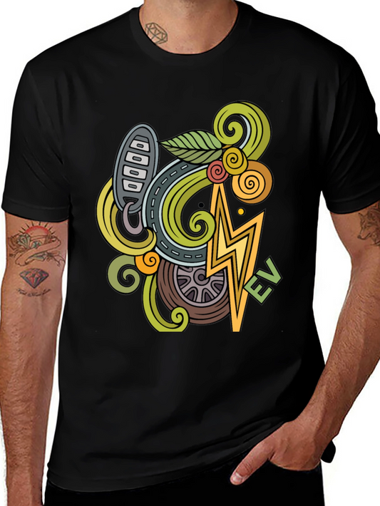 Electric Vehicle Doodle Art T-Shirt