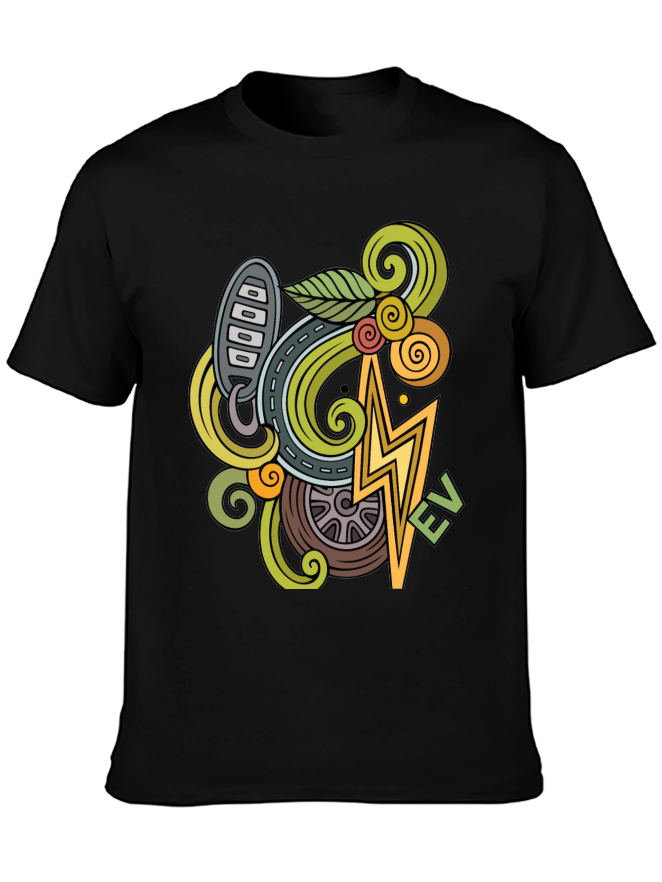Electric Vehicle Doodle Art T-Shirt