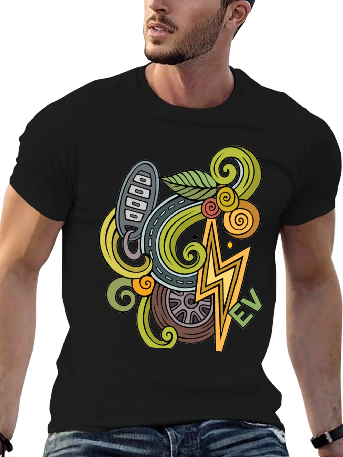 Electric Vehicle Doodle Art T-Shirt