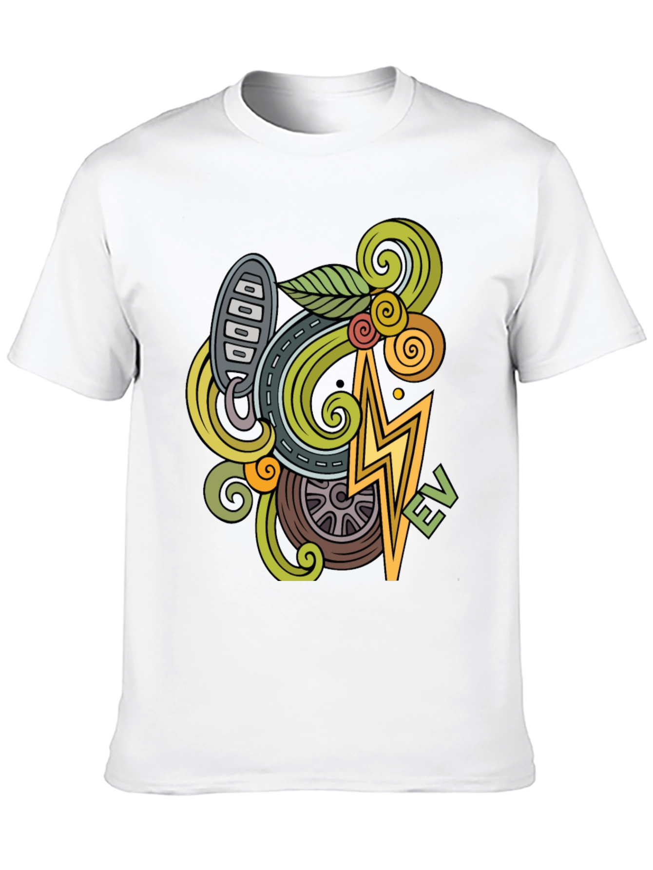 Electric Vehicle Doodle Art T-Shirt