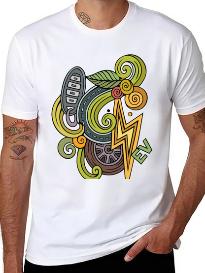 Electric Vehicle Doodle Art T-Shirt