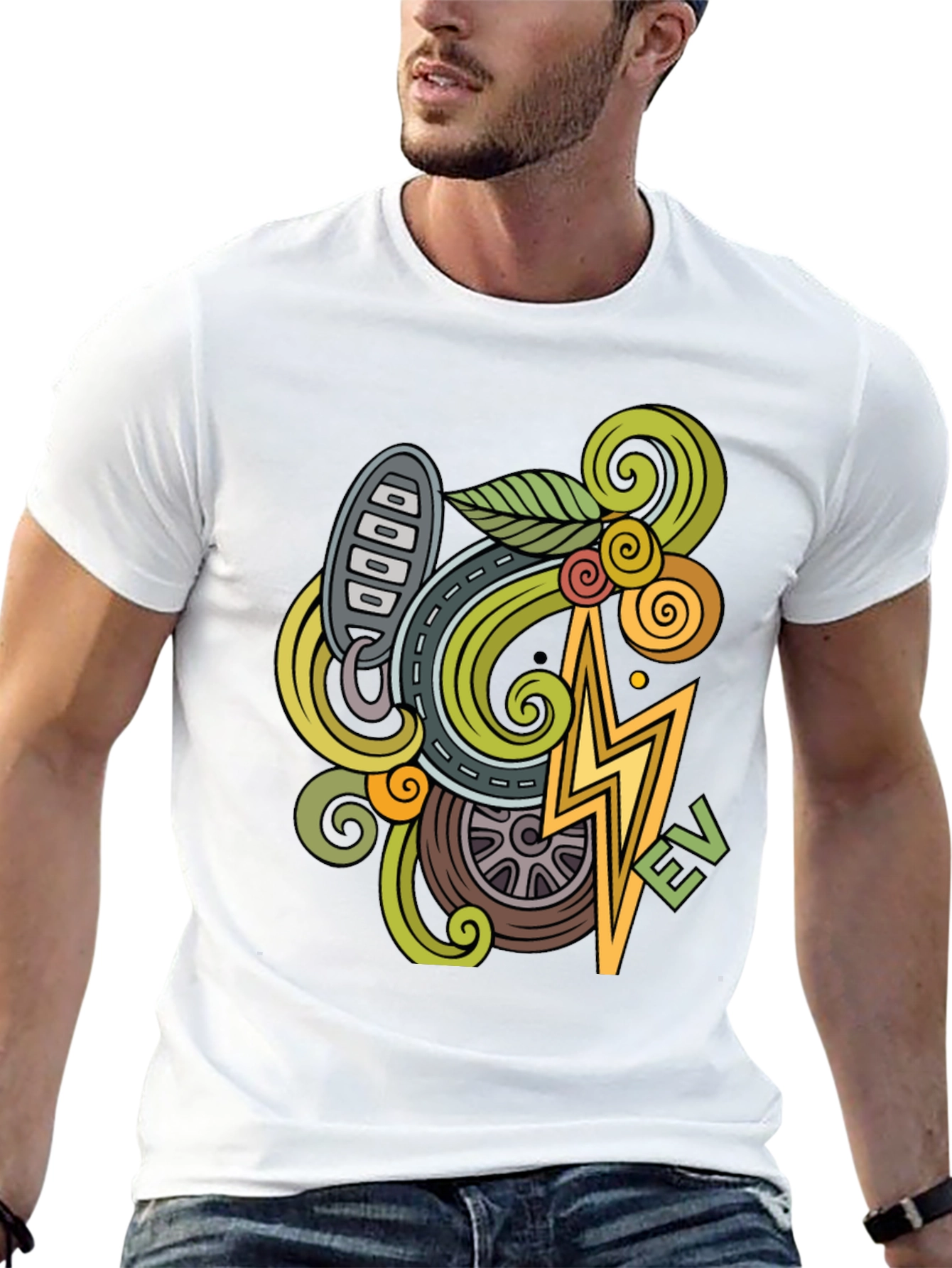 Electric Vehicle Doodle Art T-Shirt