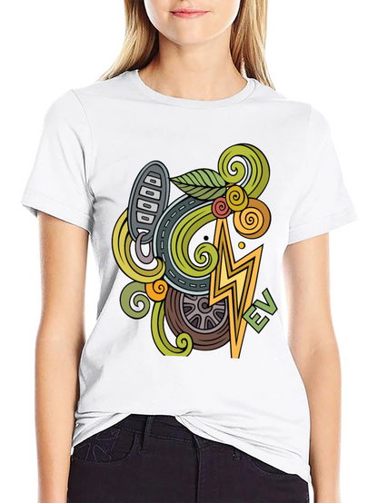 Electric Vehicle Doodle Art T-Shirt