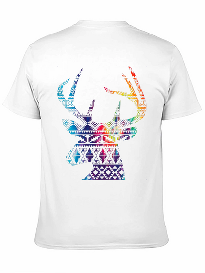 Stylish Mens Black T-Shirt with Deer Graphic