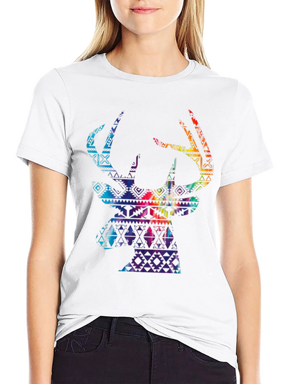 Stylish Mens Black T-Shirt with Deer Graphic