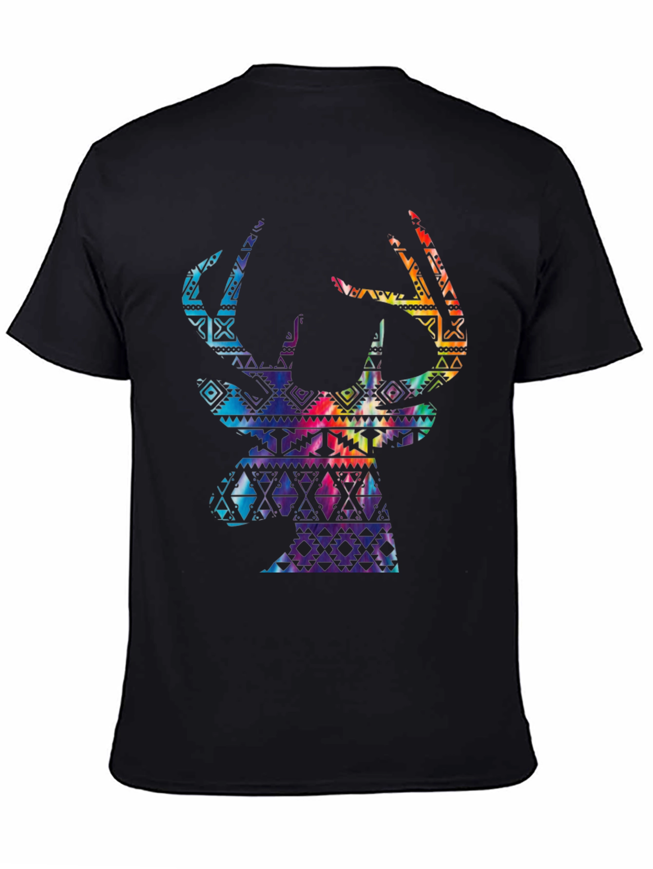 Stylish Mens Black T-Shirt with Deer Graphic