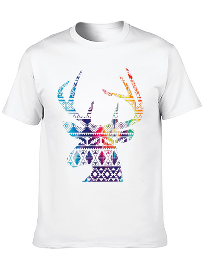 Stylish Mens Black T-Shirt with Deer Graphic