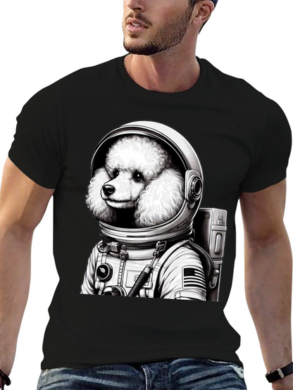 Poodle Astronaut Graphic T-Shirt - Unisex Black Tee