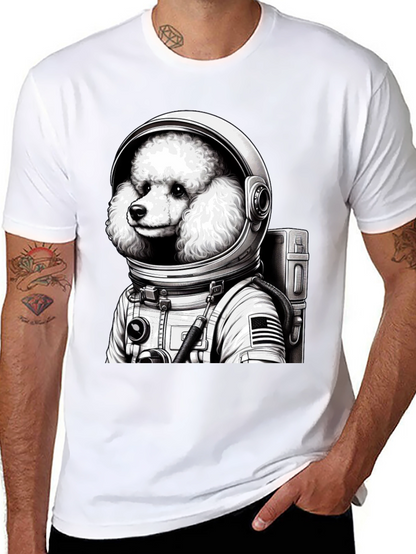 Poodle Astronaut Graphic T-Shirt - Unisex Black Tee