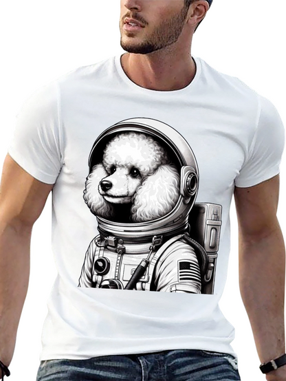 Poodle Astronaut Graphic T-Shirt - Unisex Black Tee