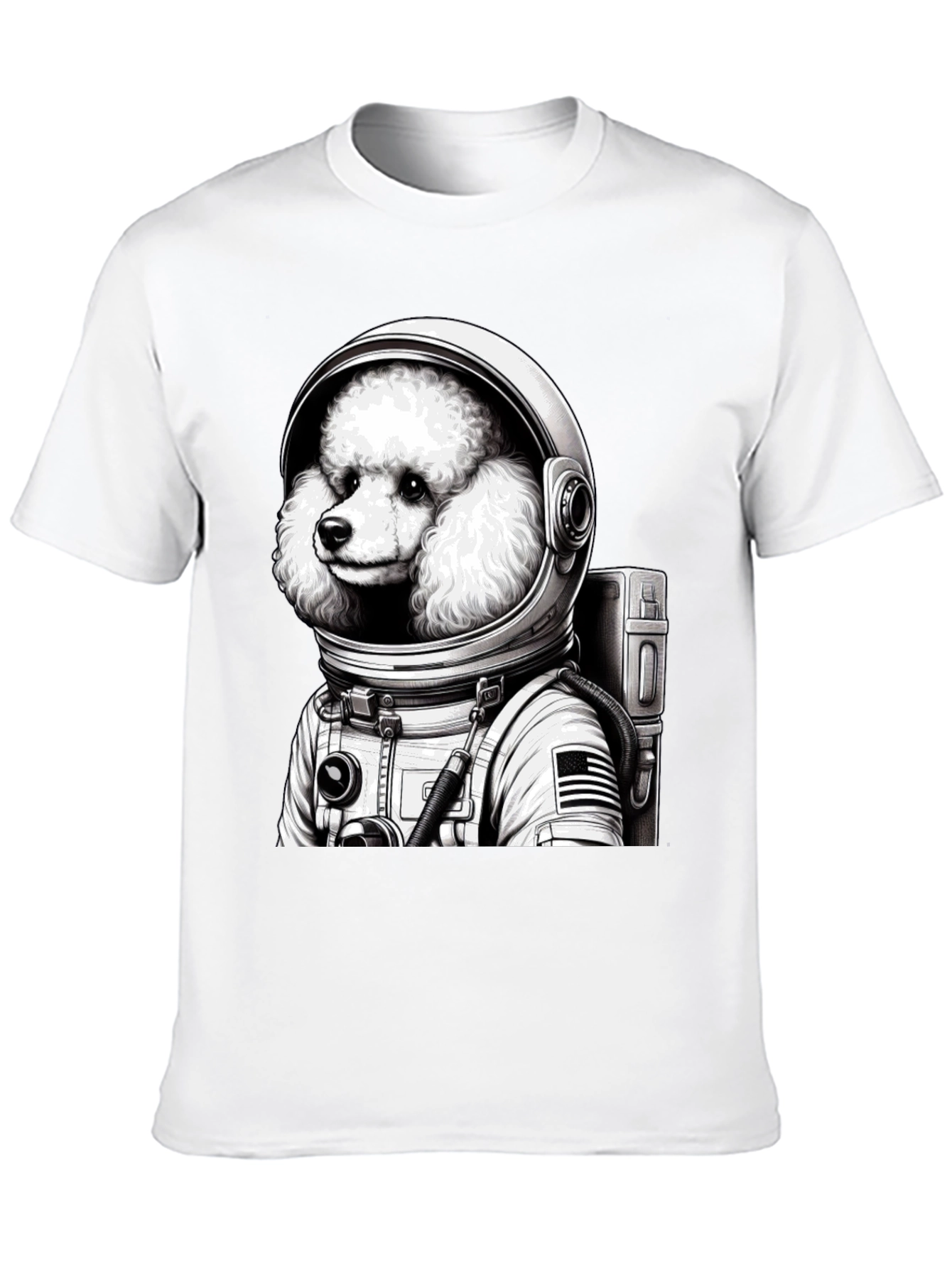 Poodle Astronaut Graphic T-Shirt - Unisex Black Tee
