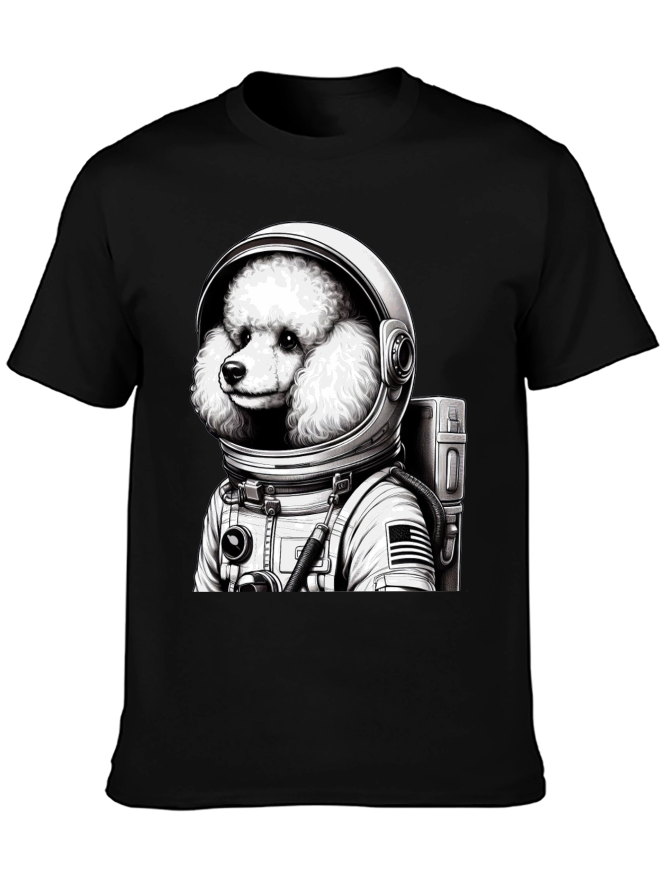 Poodle Astronaut Graphic T-Shirt - Unisex Black Tee