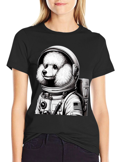 Poodle Astronaut Graphic T-Shirt - Unisex Black Tee