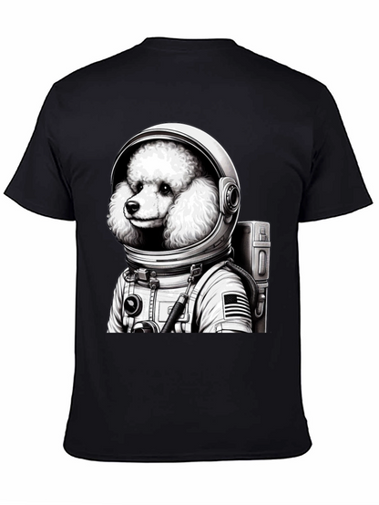Poodle Astronaut Graphic T-Shirt - Unisex Black Tee