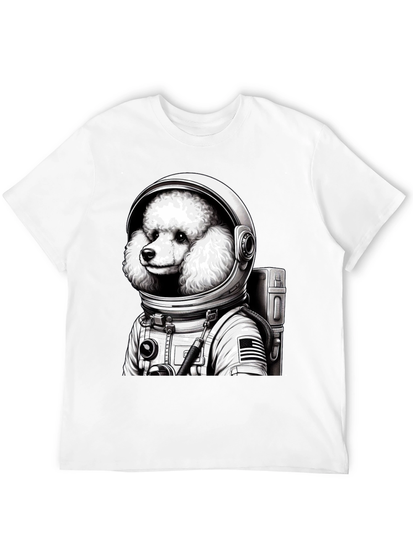 Poodle Astronaut Graphic T-Shirt - Unisex Black Tee