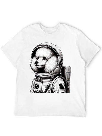 Poodle Astronaut Graphic T-Shirt - Unisex Black Tee