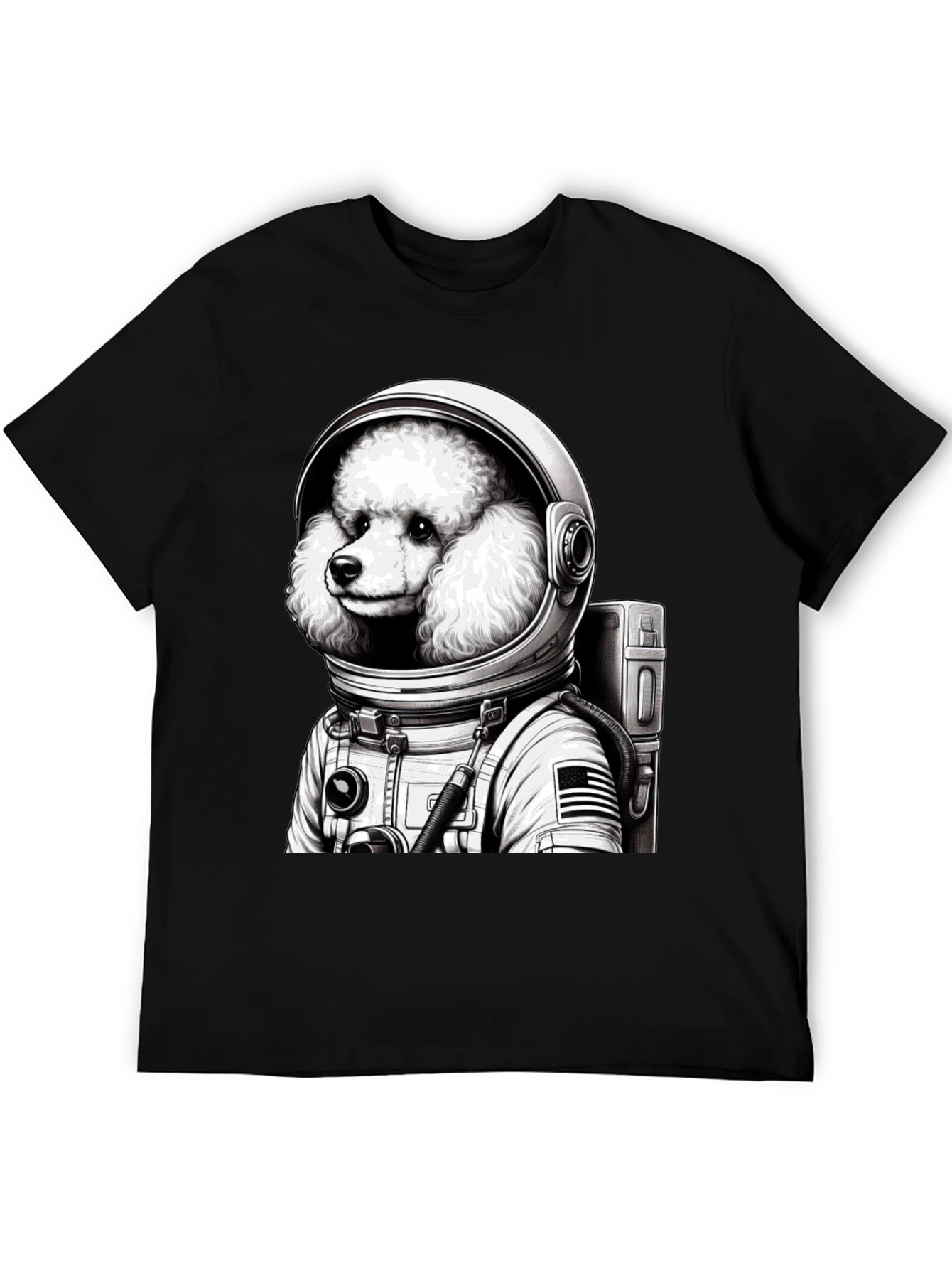 Poodle Astronaut Graphic T-Shirt - Unisex Black Tee