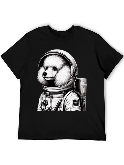 Poodle Astronaut Graphic T-Shirt - Unisex Black Tee