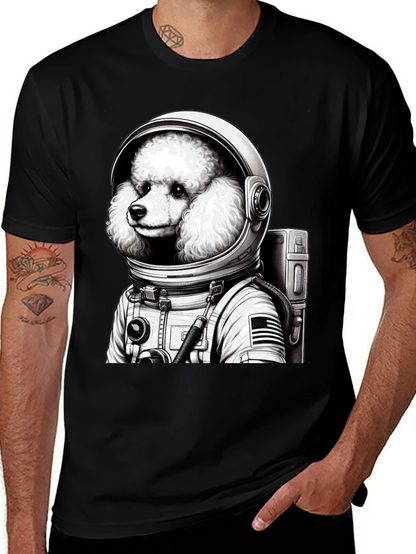 Poodle Astronaut Graphic T-Shirt - Unisex Black Tee