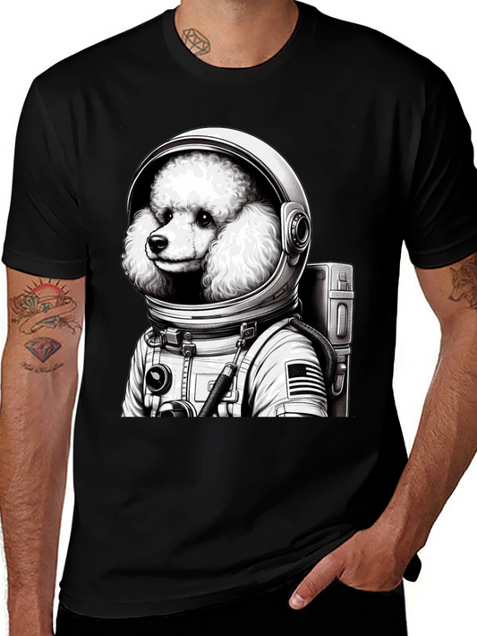 Poodle Astronaut Graphic T-Shirt - Unisex Black Tee