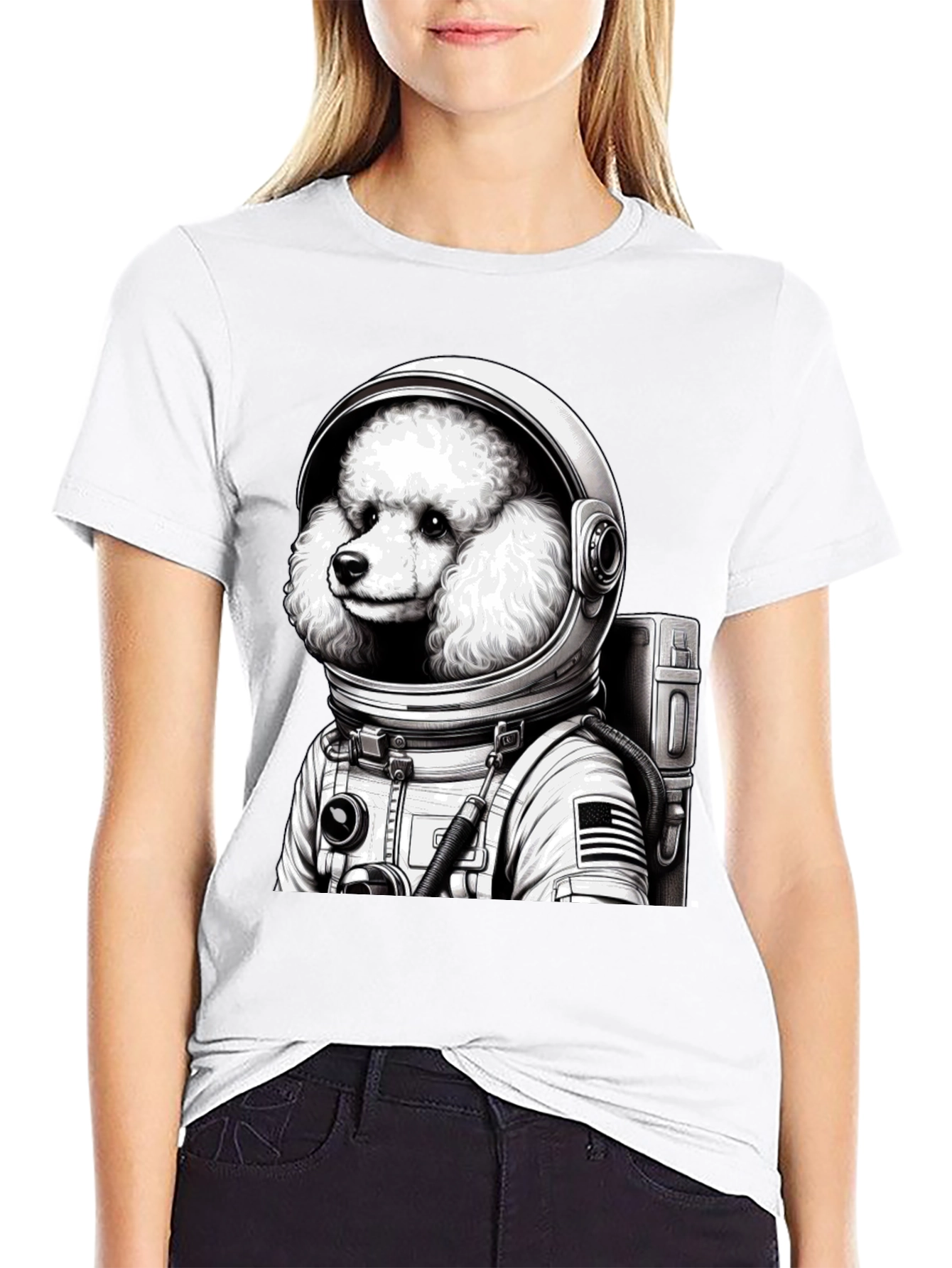 Poodle Astronaut Graphic T-Shirt - Unisex Black Tee