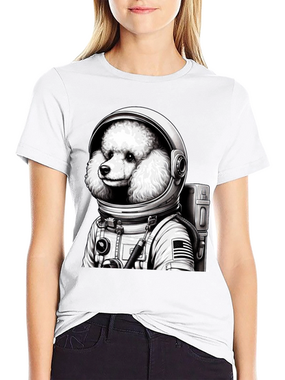 Poodle Astronaut Graphic T-Shirt - Unisex Black Tee