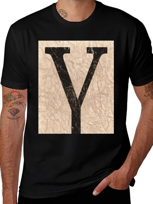 Letter Y Graphic Tee - Vintage Style