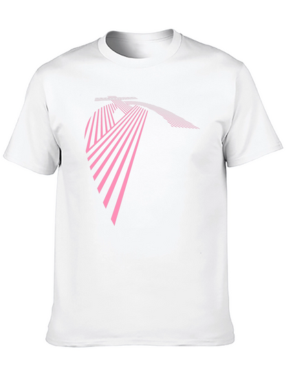 Modern Geometric Pink Line Art Black T-Shirt