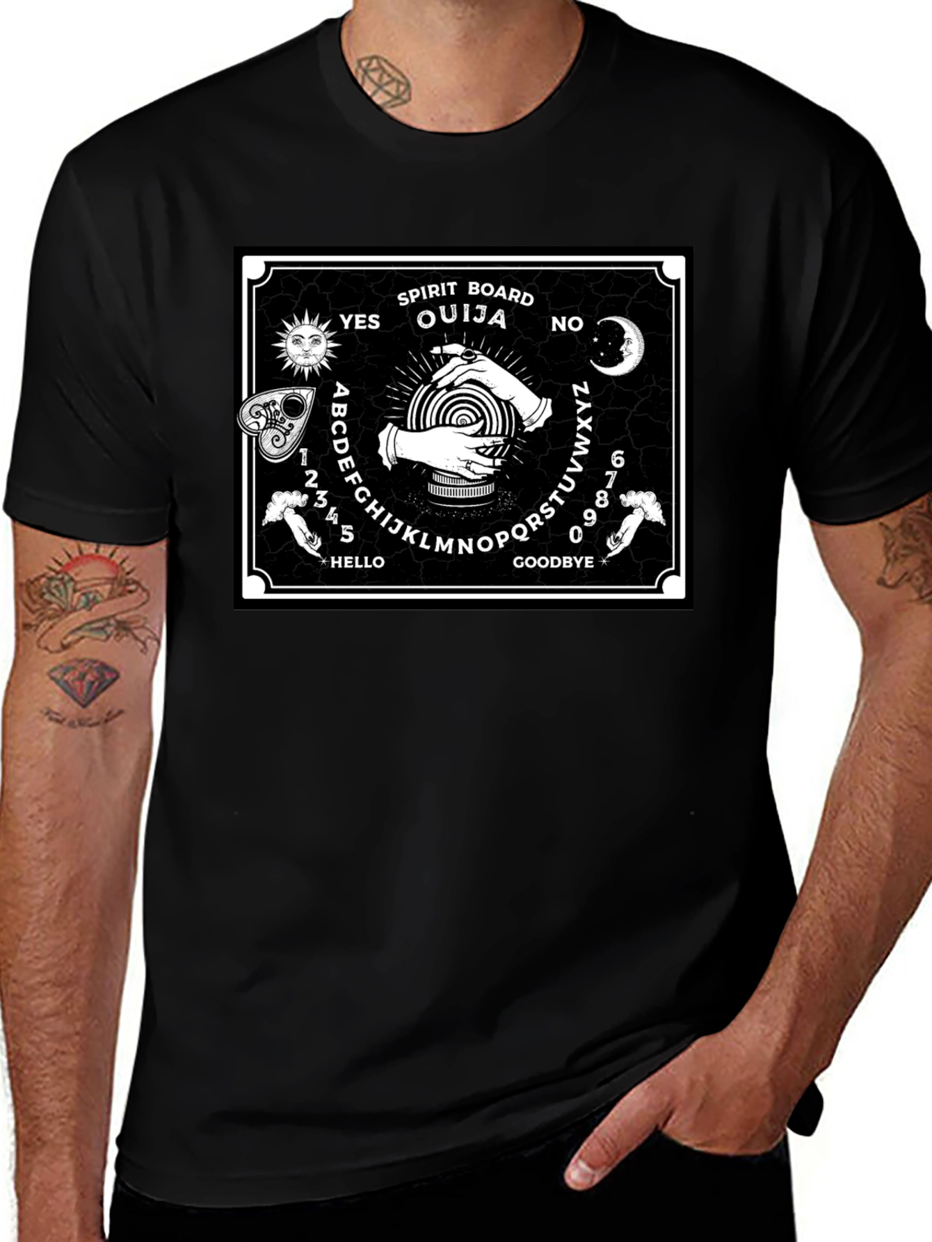 Ouija Board Graphic Print Black T-Shirt