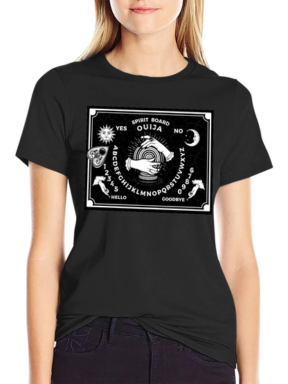 Ouija Board Graphic Print Black T-Shirt